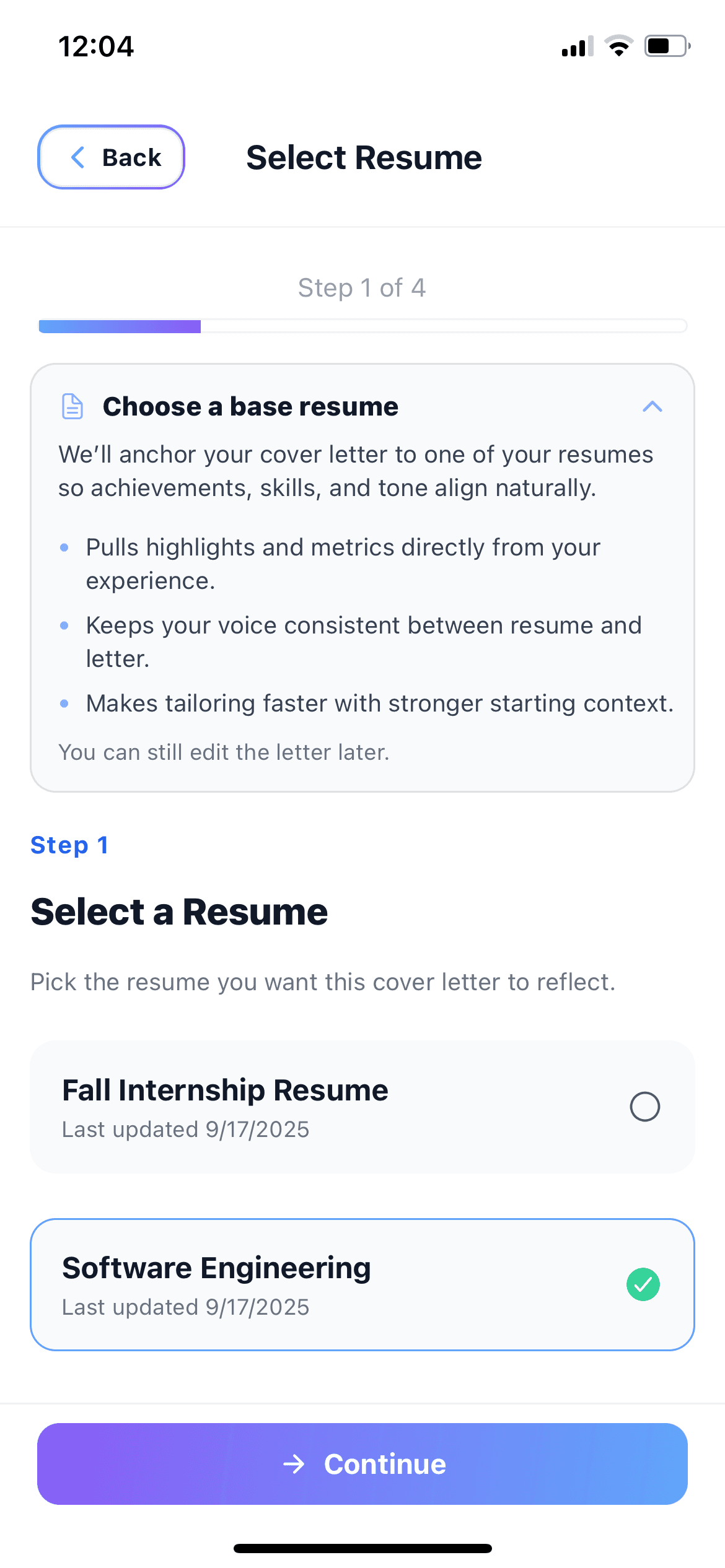 Rizume app screenshot 4